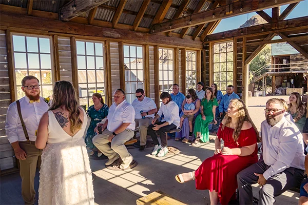 Grand outdoor wedding celebration at Nelson Ghost Town in Eldorado Canyon